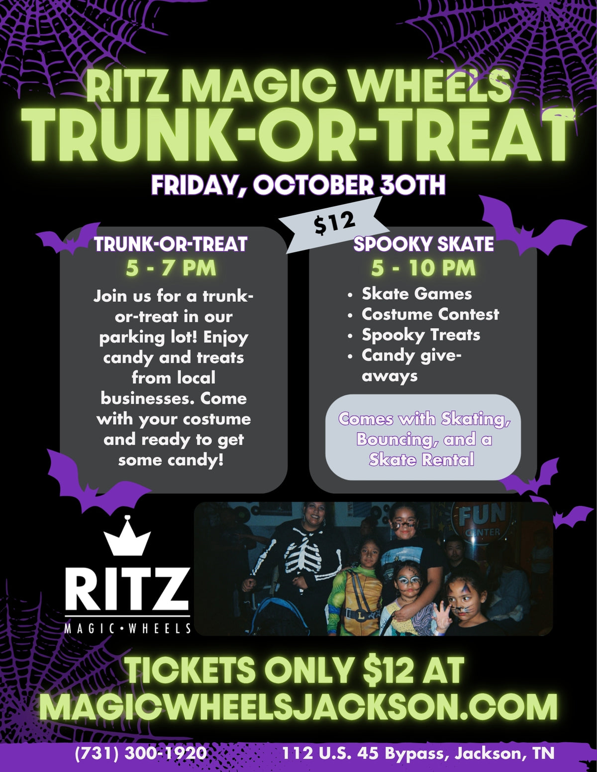 Ritz Magic Wheels Trunk-or-Treat and Spooky Skate details